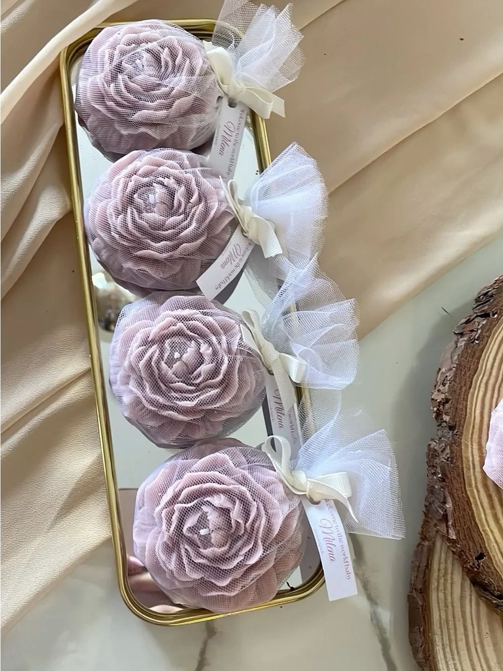 Handcrafted  soap Pink Floral Shower  - Set of 4